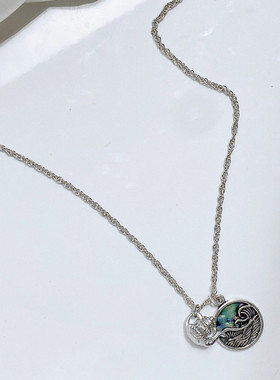 青岛欧美外贸饰品 国风设计感精致贝母云图立体感酒壶吊坠项链