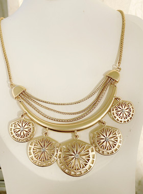 欧美外贸时尚个性百搭小众设计感夸张波西米亚镂空项链锁骨链耳坠