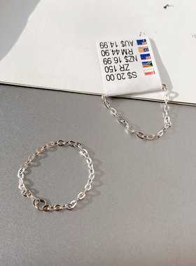 戒指个性新潮小众素圈链指环软戒