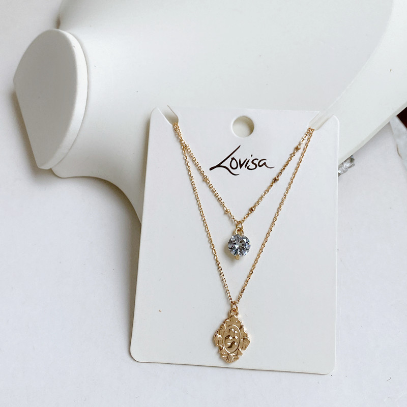 欧美外贸时尚个性简约百搭小众设计感珍珠双层叠戴锆钻项链锁骨链