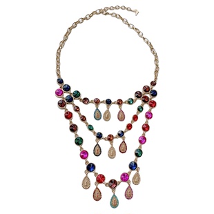 青岛欧美外贸饰品 夸张宝石设计感奢华珠宝高端多彩宝石项链