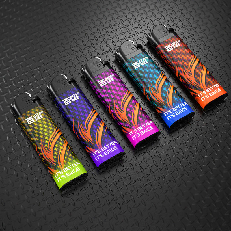 百得baide 塑料一次性滑轮打火机男士个性老式火石砂轮点烟打火机