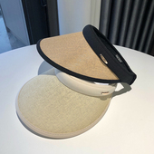 夏季 遮阳空顶帽女气质百搭薄款 草编草帽空顶鸭舌发箍帽子海边度假