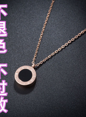 钛钢金色圆形短款锁骨链不掉色女