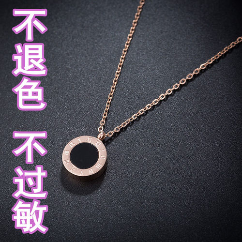 钛钢金色圆形短款锁骨链不掉色女