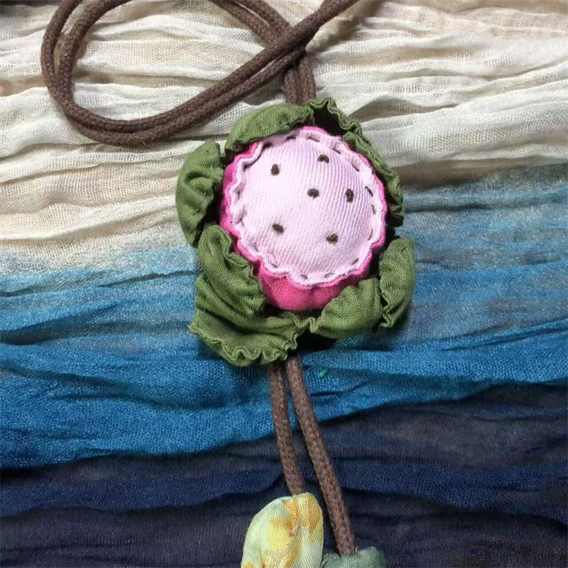 棉麻手工布艺民族风复古新中式长款项链毛衣链香包小众设计挂件女