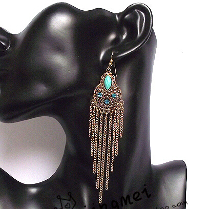 日韩国耳饰品复古欧美金色长款流苏镶钻气质夸张个性大耳环耳坠女