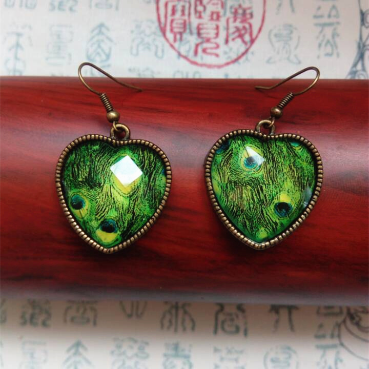 欧美简约时尚个性气质耳环女日韩国复古爱心孔雀桃心耳饰品耳坠