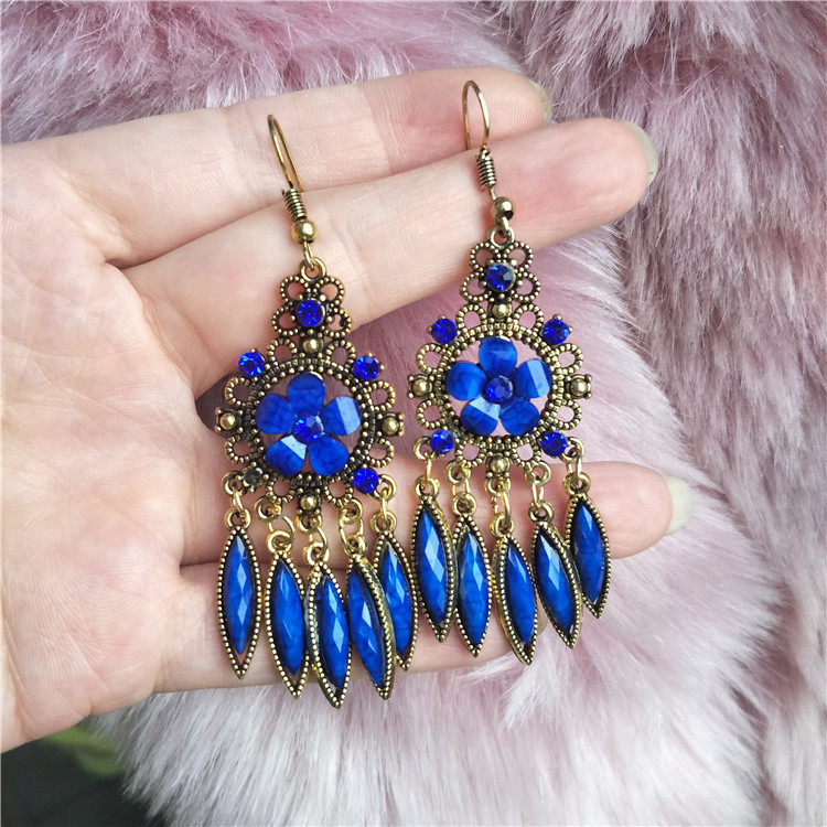 复古民族风气质夸张长款流苏彩色宝石钻高级感小众耳环耳坠耳饰女,饰品/流行首饰/时尚饰品新,耳环,淘宝优惠券,粉丝福利购,淘宝优惠卷