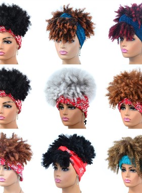 发带发套摇滚男女人假发套afro wig假发非洲小卷头套外贸头巾假发