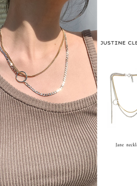 法国正品Justine Clenquet小众ins设计感钯金24K金男女情侣项链