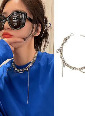 新款现货Justine Clenquet小众嘻哈甜酷流苏叠戴项链锁骨链choker