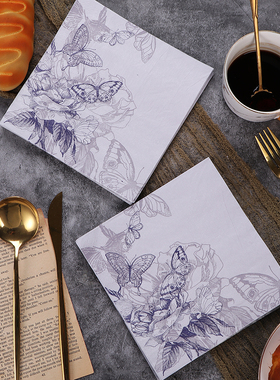 新款紫色蝴蝶彩色印花纸巾 餐巾纸 森林系婚礼派对纯木浆用纸20张
