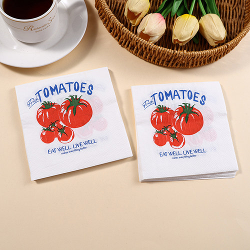 西红柿彩色纸巾  tomatoes印花餐巾纸 派对餐桌纯木浆纸