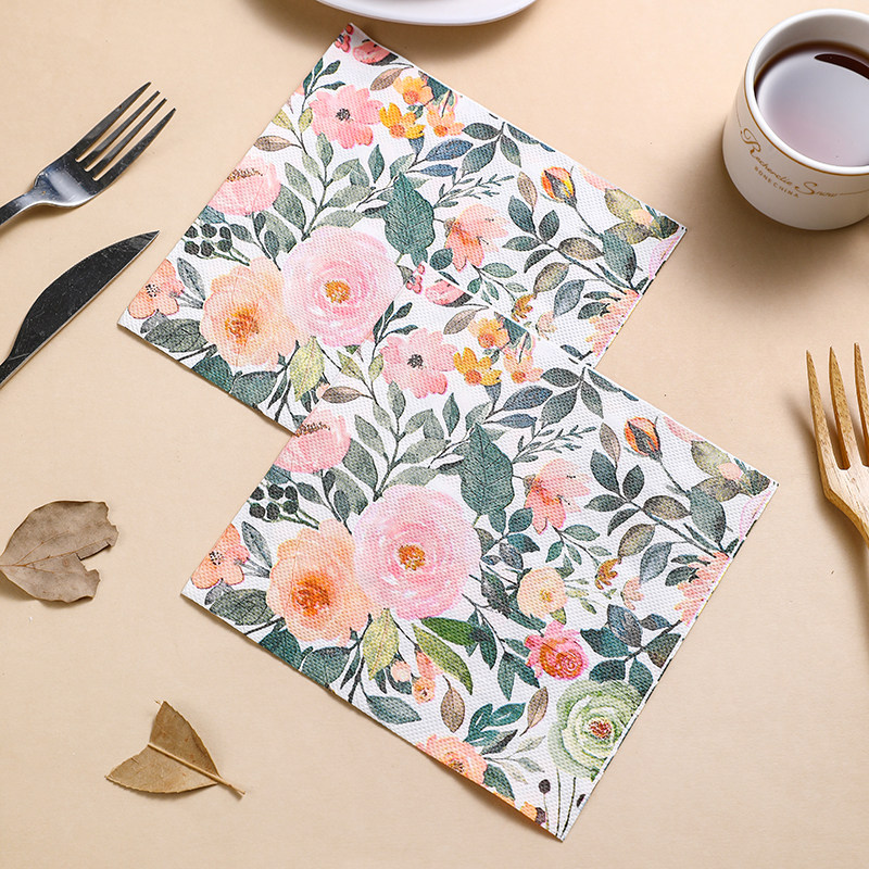 新款花草彩色餐巾纸 印花纸巾 西餐厅酒店咖啡厅纯木浆纸,居家布艺,餐巾,淘宝优惠券,粉丝福利购,淘宝优惠卷