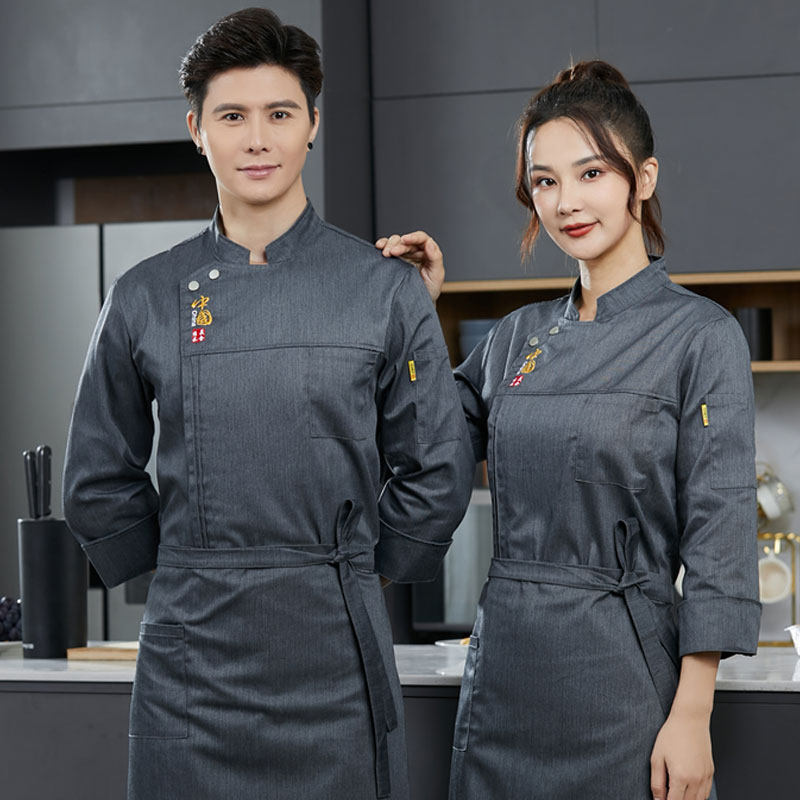 高端纯棉厨师服长袖男酒店饭店后厨衣服烘焙工作服短袖夏季透气女