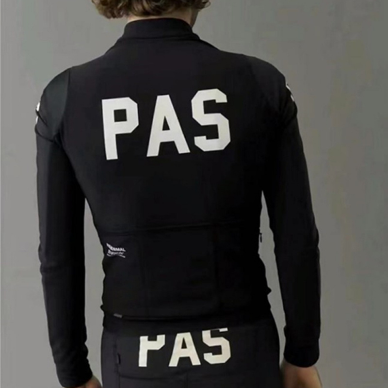 PAS黑色抓绒套装骑行服长袖背带