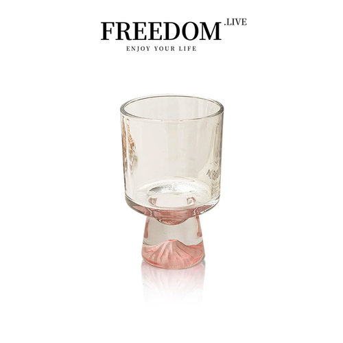 FREEDOM.LIVE粉色玻璃水杯小众创意高脚饮品杯家居摆件 | 山脉