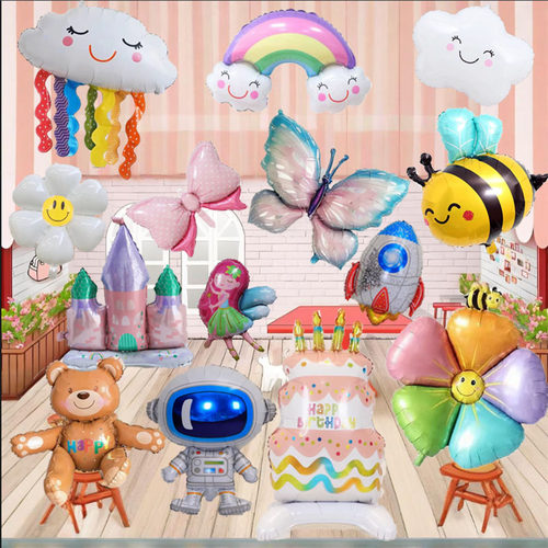 蜜蜂蝴蝶花朵动物五瓣花可爱气球