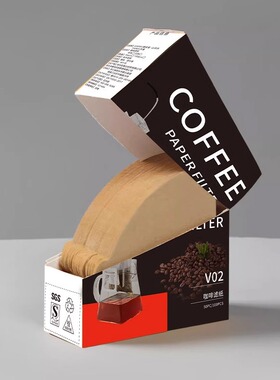 咖啡滤纸扇形滴漏式手冲咖啡挂耳滤纸v02滤杯原木浆咖啡过滤纸