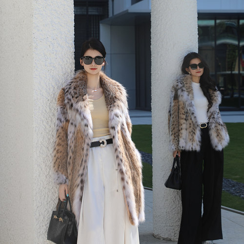 艾亿颉优雅lynx中长斑点皮草