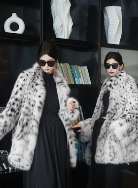 进口美国lynx皮草大衣纯白立领阔版常规版中长款高奢貂皮裘皮外套