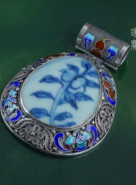 天醉花丝镶嵌景泰蓝古董老瓷片