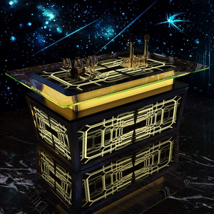 KTV茶几发光专用钢化玻璃酒吧台幻影沙发卡座组合不锈钢桌子定制