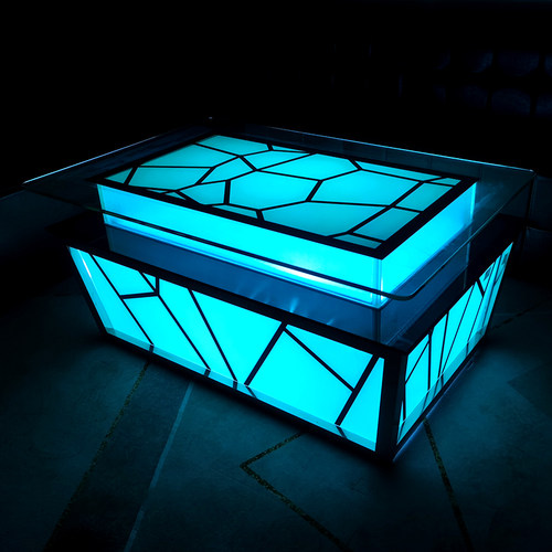钢化玻璃水立方发光ktv茶几
