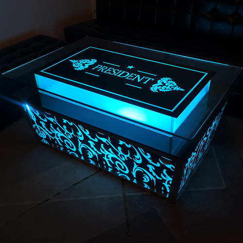 钢化玻璃欧式发光KTV茶几