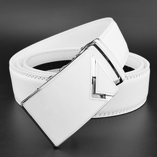 腰带简约裤 时尚 腰带学生青少年潮男 纯白色皮带自动扣2019新款 男士