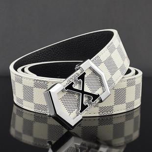 潮流X字母皮带男士潮流平滑扣年轻人简约时尚百搭学生夜店小裤带