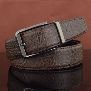 裤 潮流时尚 腰带 真皮针扣青年腰带男青年韩版 棕色头层牛皮皮带男士
