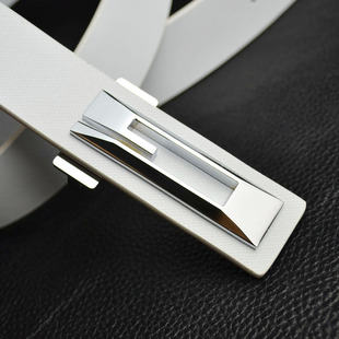 白色真皮休闲窄款 带细皮带男士 带青年平滑扣 裤 腰带男青少年韩版