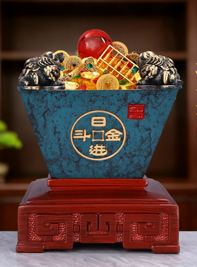 日进斗金黄铜金蟾摆件招财