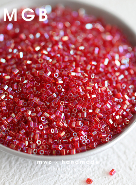 日本进口MGB六角幻彩酒红米珠2mm 手工DIY串珠流苏挂件材料配件