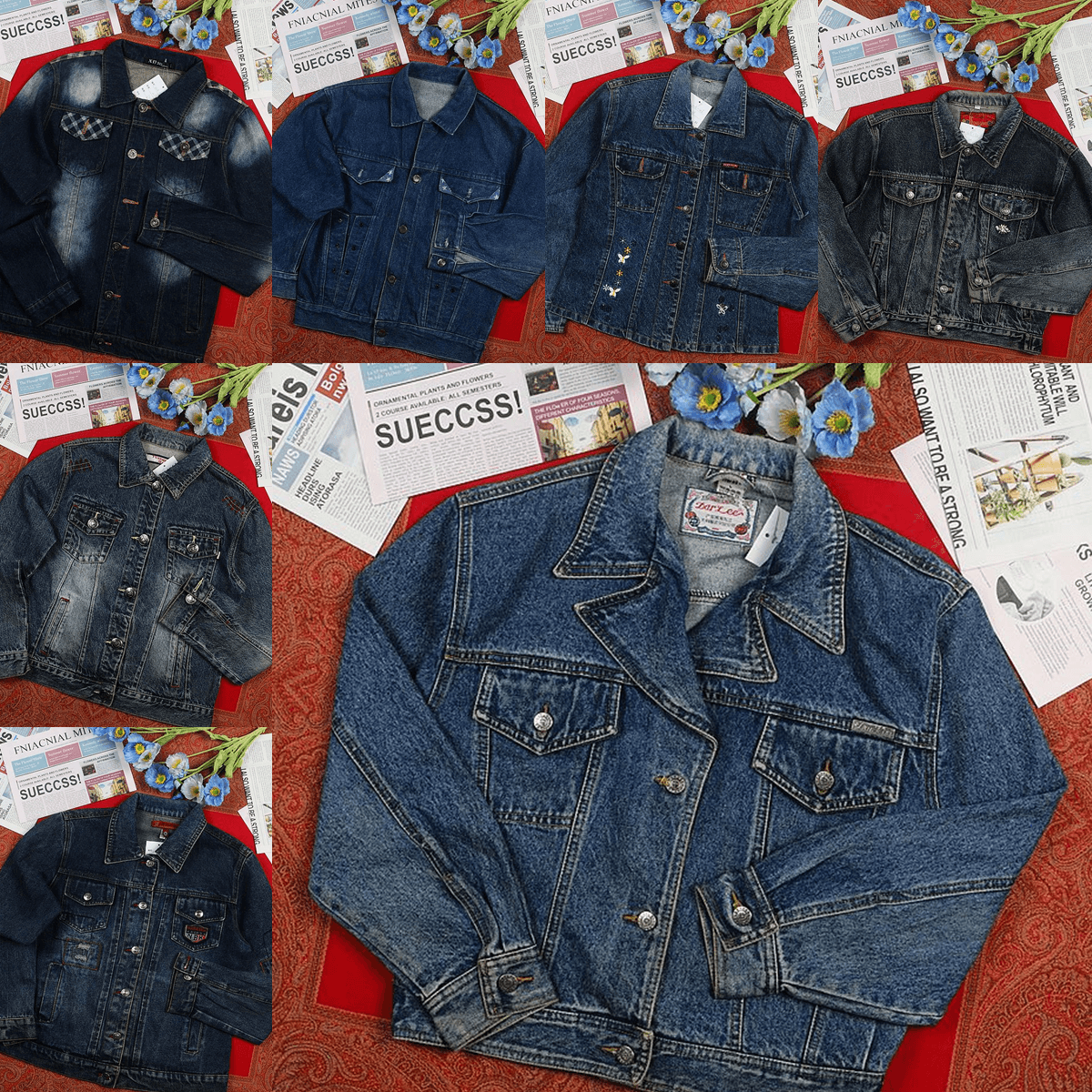 古着vintage美式复古原宿水洗做旧宽松BF阿美咔叽牛仔外套夹克WA2