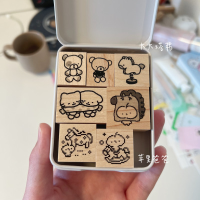 ●JY杂货●原创现货苹果爸爸大大塔弗小熊木马印章 手帐装饰ins