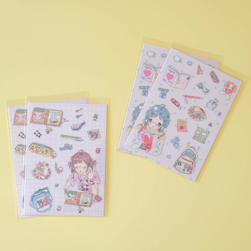 ●JY杂货●原创现货可爱女孩手帐文具a6 pet贴纸 装饰拼贴ins