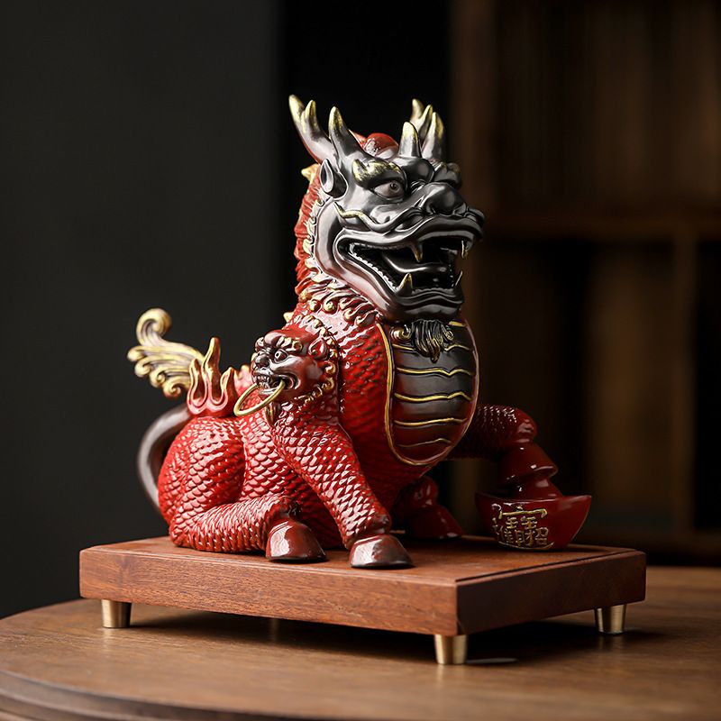 陶瓷工艺品麒麟家居摆件装饰客厅书房办公室创意摆件乔迁开业礼品