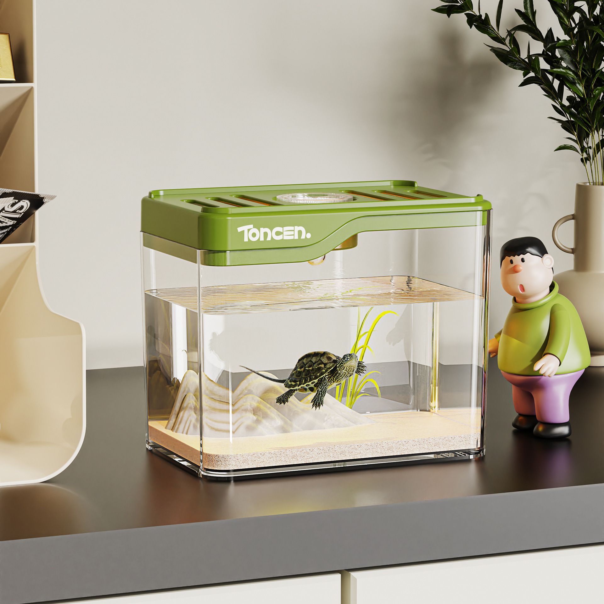 观赏缸客厅2025新款生态微景观斗鱼缸高透桌面金鱼缸迷你小型鱼缸