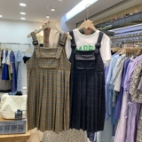 Летний южнокорейский ретро товар, жилет, костюм, платье, квадратный вырез, в корейском стиле, плиссированная юбка