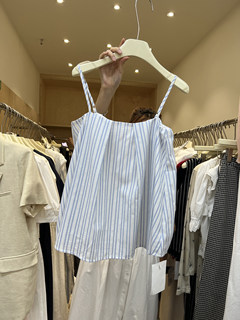 夏季韩版新款度假风时尚十三行气质性感潮流吊带休闲条纹背心上衣