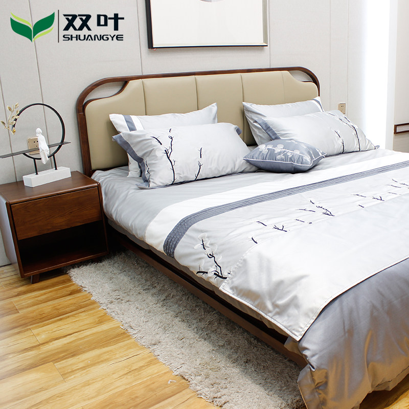 双叶家具床现代简约实木床双人床轻奢现代床现代简约床工厂直销床