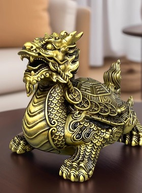纯铜八卦龙龟工艺品中式客厅摆件