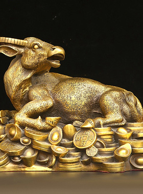 黄铜精工招财中式风动物金钱牛