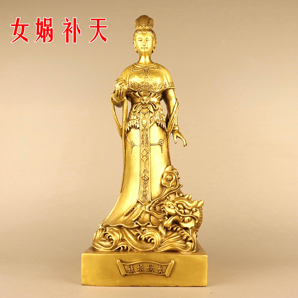 铜华夏始祖女娲娘娘补天造人摆件