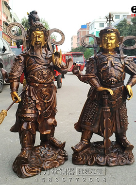 黄铜伽蓝武财神左右护法韦陀菩萨