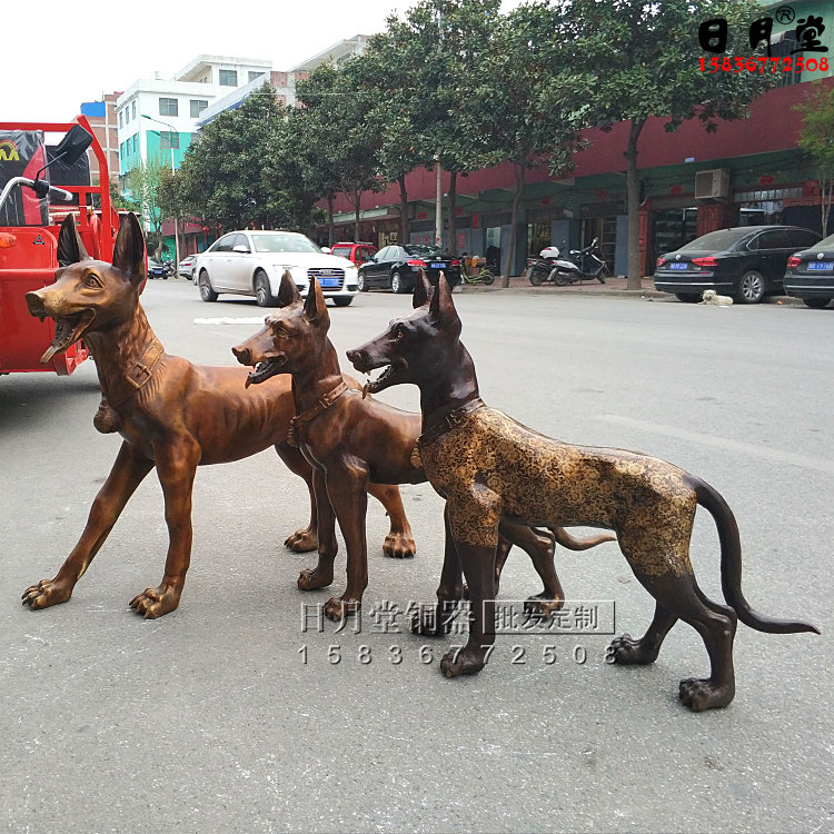 黄铜纯铜财狗大号铜狼狗生肖狗牧羊犬财守财家居摆件招财镇宅