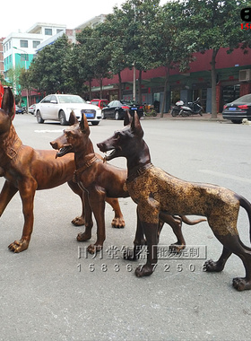 黄铜牧羊犬镇宅摆件旺财狗